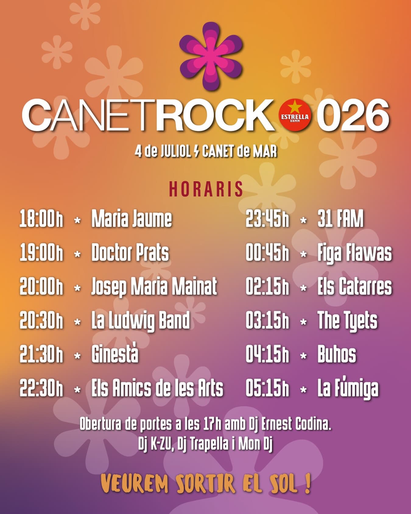 Horaris oficials del Canet Rock 2026